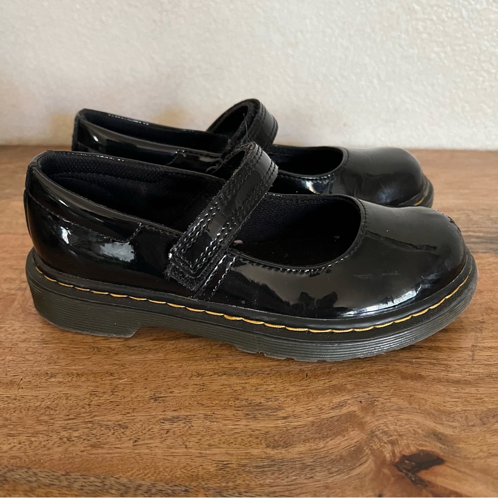 DR MARTENS JUNIOR MACCY BLACK PATENT LEATHER MARY JANE SHOES SIZE 1